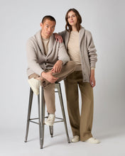 Load image into Gallery viewer, N.Peal The Kensington Cashmere Cardigan Basilica Beige Brown Marl
