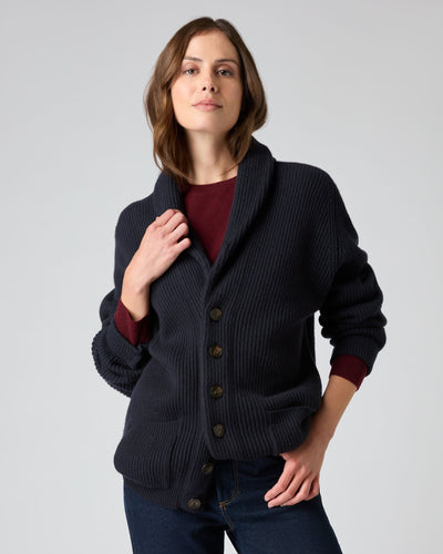 N.Peal The Kensington Cashmere Cardigan Navy Blue