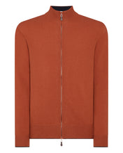 Load image into Gallery viewer, N.Peal Men&#39;s The Knightsbridge Zip Cashmere Jumper Dark Amber Orange
