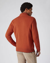 Load image into Gallery viewer, N.Peal Men&#39;s The Knightsbridge Zip Cashmere Jumper Dark Amber Orange
