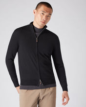 Load image into Gallery viewer, N.Peal Men's Hyde Fine Gauge Cashmere Full Zip Jumper Black
