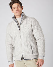 Load image into Gallery viewer, N.Peal Men&#39;s Fur Lined Cable Cardigan Pebble Grey
