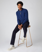 Load image into Gallery viewer, N.Peal Men&#39;s The Carnaby Half Zip Cashmere Jumper French Blue

