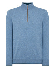 Load image into Gallery viewer, N.Peal Men&#39;s The Carnaby Half Zip Cashmere Jumper Faded Indigo Blue
