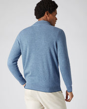 Load image into Gallery viewer, N.Peal Men&#39;s The Carnaby Half Zip Cashmere Jumper Faded Indigo Blue
