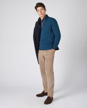 Load image into Gallery viewer, N.Peal Men&#39;s The Carnaby Half Zip Cashmere Jumper Lagoon Blue
