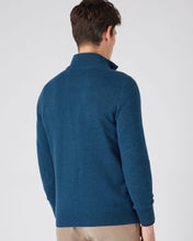 Load image into Gallery viewer, N.Peal Men&#39;s The Carnaby Half Zip Cashmere Jumper Lagoon Blue
