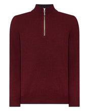 Load image into Gallery viewer, N.Peal Men&#39;s The Carnaby Half Zip Cashmere Jumper Shiraz Melange Red
