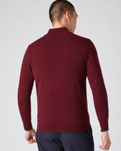 Load image into Gallery viewer, N.Peal Men&#39;s The Carnaby Half Zip Cashmere Jumper Shiraz Melange Red
