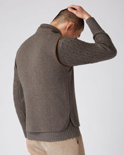 Load image into Gallery viewer, N.Peal Men&#39;s Milano Suede Trim Cashmere Gilet Biscotti Brown
