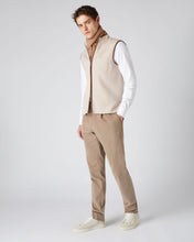 Load image into Gallery viewer, N.Peal Men&#39;s Milano Suede Trim Cashmere Gilet Heather Beige Brown

