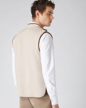 Load image into Gallery viewer, N.Peal Men&#39;s Milano Suede Trim Cashmere Gilet Heather Beige Brown
