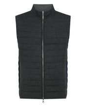 Load image into Gallery viewer, N.Peal Men&#39;s Fine Gauge Cashmere Zip Through Padded Gilet Dark Charcoal Grey
