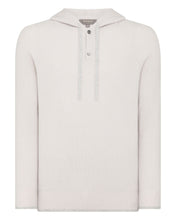 Load image into Gallery viewer, N.Peal Men&#39;s Half Button Hooded Cashmere Jumper Snow Grey
