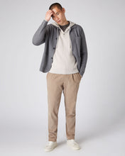 Load image into Gallery viewer, N.Peal Men&#39;s Half Button Hooded Cashmere Jumper Snow Grey
