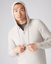 Load image into Gallery viewer, N.Peal Men&#39;s Half Button Hooded Cashmere Jumper Snow Grey
