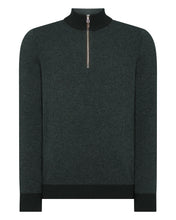 Load image into Gallery viewer, N.Peal Men&#39;s Carnaby Half Zip Birdseye Cashmere Jumper Dark Green
