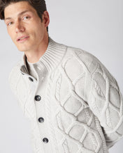 Load image into Gallery viewer, N.Peal Men&#39;s Cable Button Cashmere Cardigan Pebble Grey
