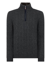 Load image into Gallery viewer, N.Peal Men&#39;s Fur Trim Half Zip Cashmere Jumper Dark Charcoal Grey
