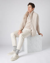 Load image into Gallery viewer, N.Peal Men&#39;s Fur Lined Shawl Cashmere Cardigan Heather Beige Brown

