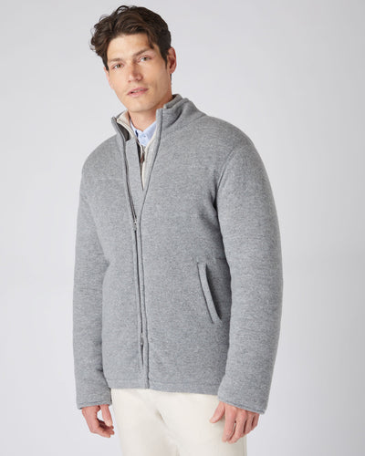 N.Peal Men's Rib Padded Cashmere Jacket Flannel Grey