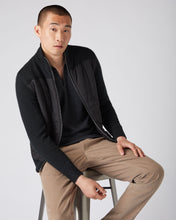 Load image into Gallery viewer, N.Peal Men&#39;s Quilted Woven Mix Jacket Black
