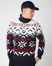 Load image into Gallery viewer, N.Peal Unisex Jacquard Pattern Cashmere Jumper Navy Blue
