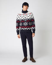 Load image into Gallery viewer, N.Peal Unisex Jacquard Pattern Cashmere Jumper Navy Blue
