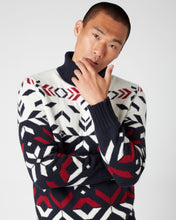 Load image into Gallery viewer, N.Peal Unisex Jacquard Pattern Cashmere Jumper Navy Blue
