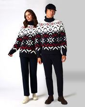 Load image into Gallery viewer, N.Peal Unisex Jacquard Pattern Cashmere Jumper Navy Blue
