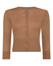 Load image into Gallery viewer, N.Peal Women&#39;s Darcie Superfine Cashmere Cropped Cardigan Dark Camel Brown
