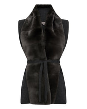 Load image into Gallery viewer, N.Peal Women&#39;s Fur Placket Milano Cashmere Gilet Dark Charcoal Grey
