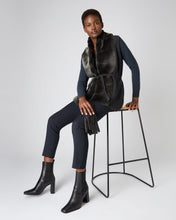Load image into Gallery viewer, N.Peal Women&#39;s Fur Placket Milano Cashmere Gilet Dark Charcoal Grey
