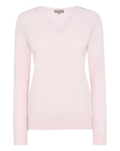 Load image into Gallery viewer, N.Peal Women&#39;s Phoebe V Neck Cashmere Jumper Quartz Pink
