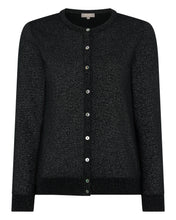 Load image into Gallery viewer, N.Peal Women&#39;s Round Neck Cashmere Cardigan With Lurex Black Sparkle
