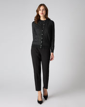 Load image into Gallery viewer, N.Peal Women&#39;s Round Neck Cashmere Cardigan With Lurex Black Sparkle
