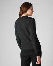 Load image into Gallery viewer, N.Peal Women&#39;s Round Neck Cashmere Cardigan With Lurex Black Sparkle
