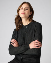 Load image into Gallery viewer, N.Peal Women&#39;s Round Neck Cashmere Cardigan With Lurex Black Sparkle
