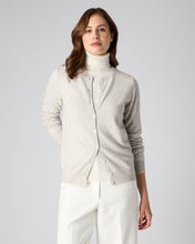 Load image into Gallery viewer, N.Peal Women's Round Neck Cashmere Cardigan Pebble Grey
