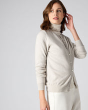 Load image into Gallery viewer, N.Peal Women's Round Neck Cashmere Cardigan Pebble Grey

