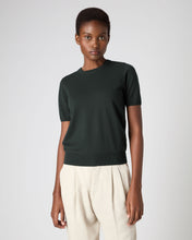 Load image into Gallery viewer, N.Peal Women&#39;s Round Neck Cashmere T Shirt Dark Green
