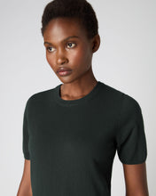 Load image into Gallery viewer, N.Peal Women&#39;s Round Neck Cashmere T Shirt Dark Green
