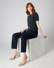 Load image into Gallery viewer, N.Peal Women&#39;s Round Neck Cashmere T Shirt Grigio Blue
