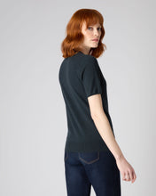 Load image into Gallery viewer, N.Peal Women&#39;s Round Neck Cashmere T Shirt Grigio Blue
