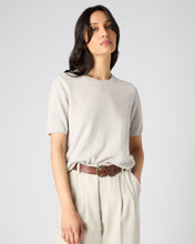 Load image into Gallery viewer, N.Peal Women's Round Neck Cashmere T Shirt Pebble Grey
