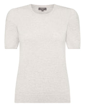 Load image into Gallery viewer, N.Peal Women's Round Neck Cashmere T Shirt Pebble Grey
