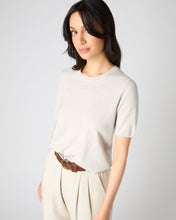 Load image into Gallery viewer, N.Peal Women's Round Neck Cashmere T Shirt Pebble Grey
