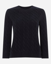 Load image into Gallery viewer, Women&#39;s Round Neck Cable Sweater in Navy
