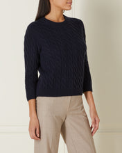 Load image into Gallery viewer, Women&#39;s Round Neck Cable Sweater in Navy

