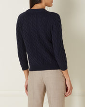 Load image into Gallery viewer, Women&#39;s Round Neck Cable Sweater in Navy
